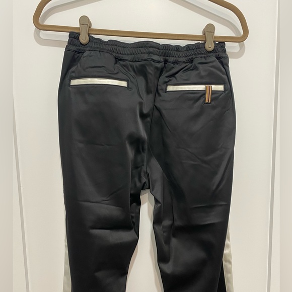 Black satiny track pant with white strip - Picture 2 of 5
